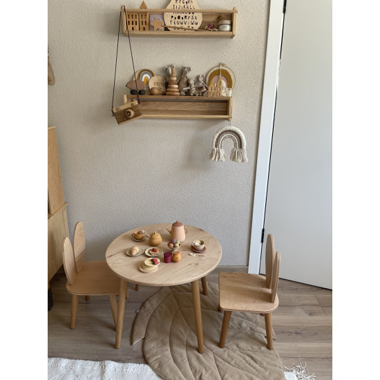 Mēbeļu komplekts apaļais galds + krēsli "Bunny" Natural